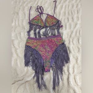 Sequin Fringe Bikini Set